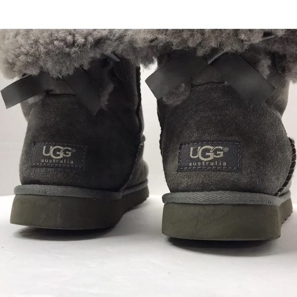 UGG Australia Women’s 8 Gray Mini Bailey Bow II 1005062 Ankle Winter Snow Boots - Picture 7 of 11